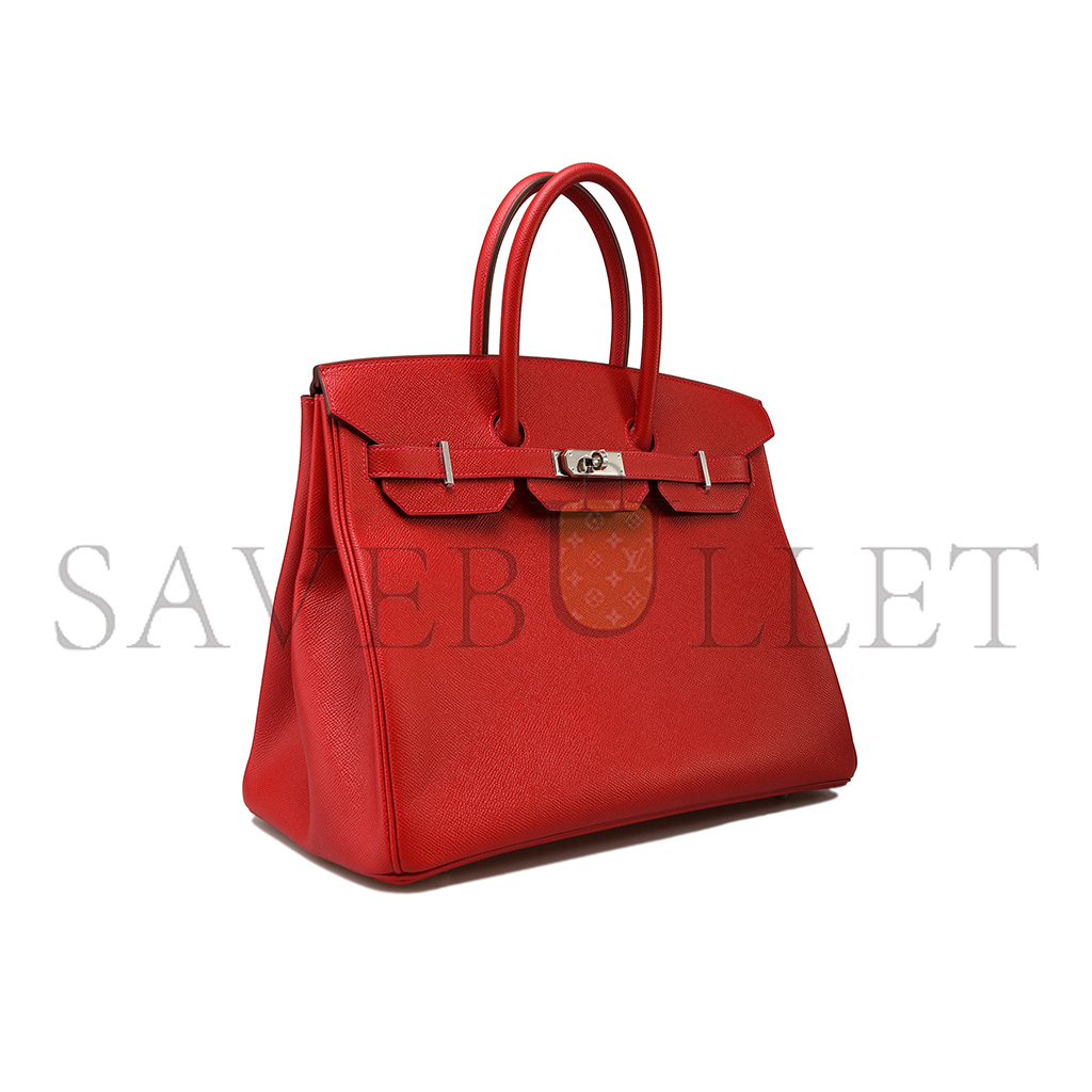 H**mes birkin 35 swift leather red silver buckle h049362cc02 (35*25*18cm)